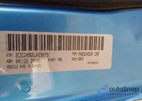 2018 Dodge Charger Sxt Rwd from USA, damaged, VIN 2C3CDXBG5JH290791